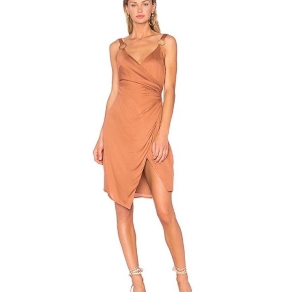 Lovers and Friends Hotline Mini Dress In Rust Sz S Sleeveless Side Ruche